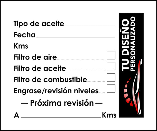 Pegatina de mantenimiento  - Chapa Horizontal Personalizado (6x5cm)