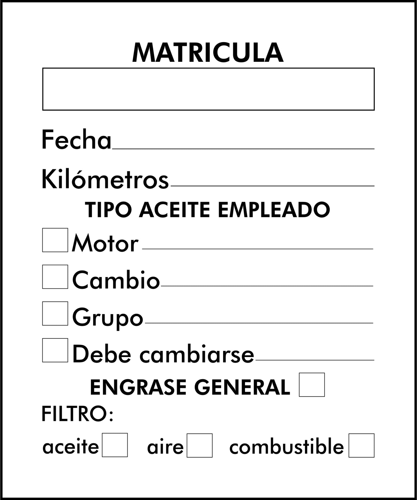 Pegatina de mantenimiento - Cristal Vertical M1 (6x5cm)
